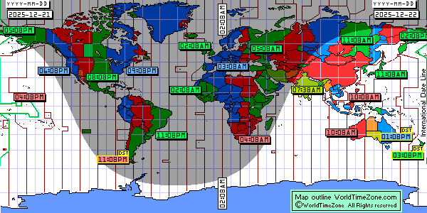 Day Night map Earth and local time around the world from WorldTimeZone