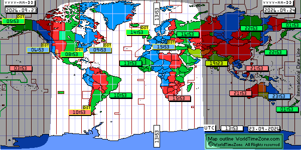 Day Night map Earth and local time around the world from WorldTimeZone