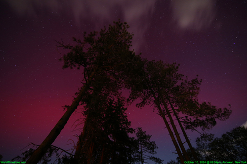 Aurora Borealis show during G3 severe Geomagnetic Storm on Oct 10 2024 - Northern Lights due a powerful X-class solar flare on October 8, 2024 worldtimezone world time zone Alexander Krivenyshev