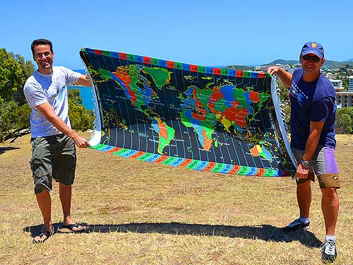 Cruise ship passenger and local New Caledonian with World Time Zone Kanga in Noumea, New Caledonia Photo Alexander Krivenyshev WorldTimeZone